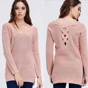 Mauve Caged Back Sweater Tunic